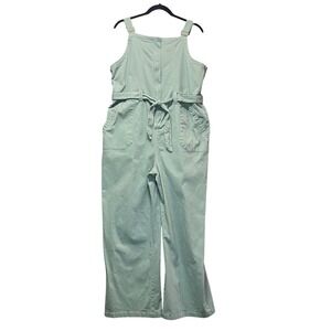 Celebrity‎ Pink Overalls Green Utility Jumpsuit XXL Wide Leg Pockets Workwear